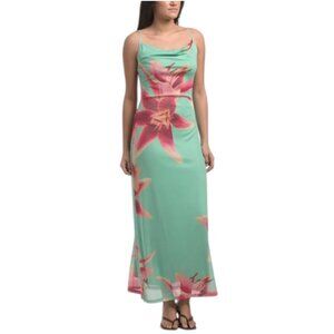 WHITE CLOSET Sleeveless Mesh Floral Gown